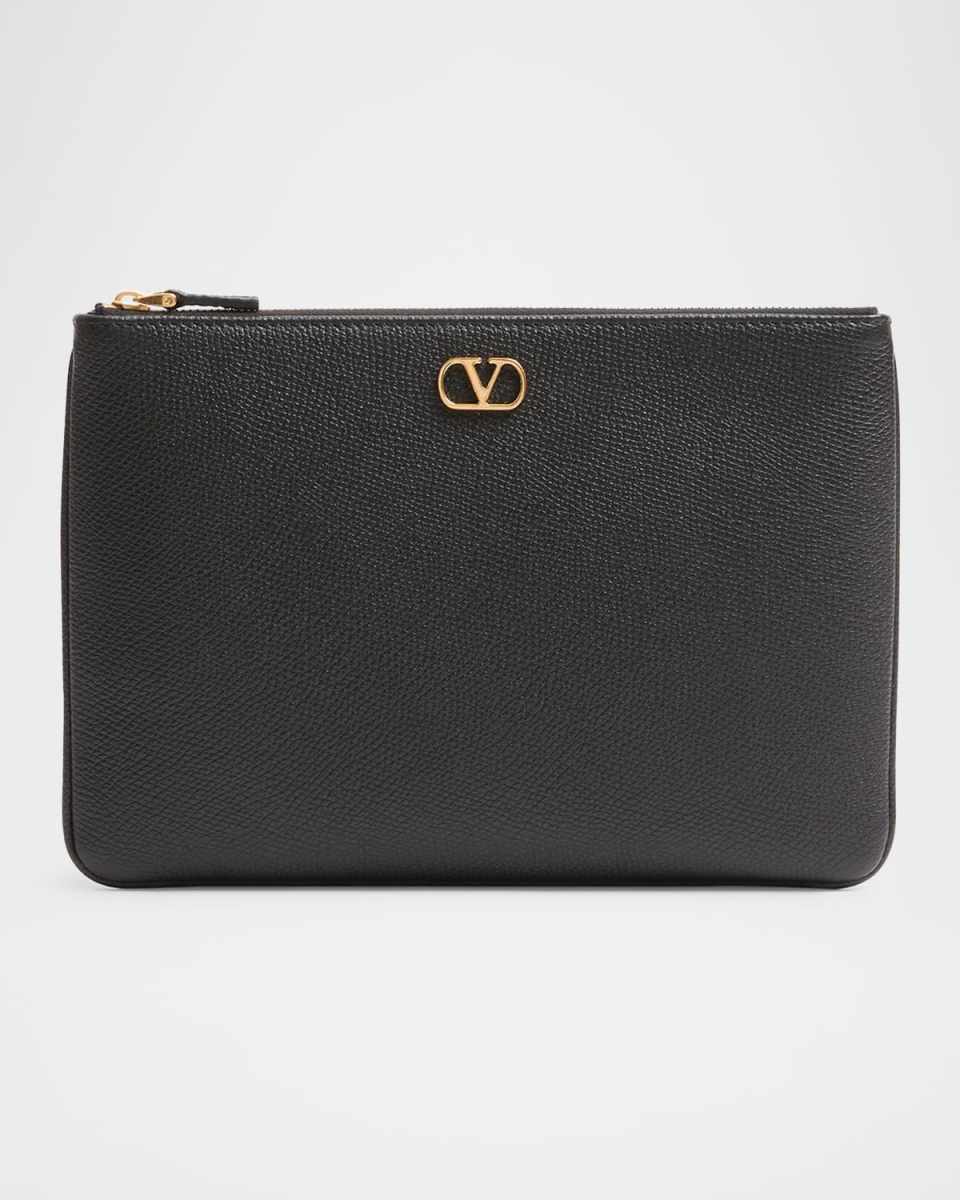 Medium VLOGO Leather Flat Pouch Bag